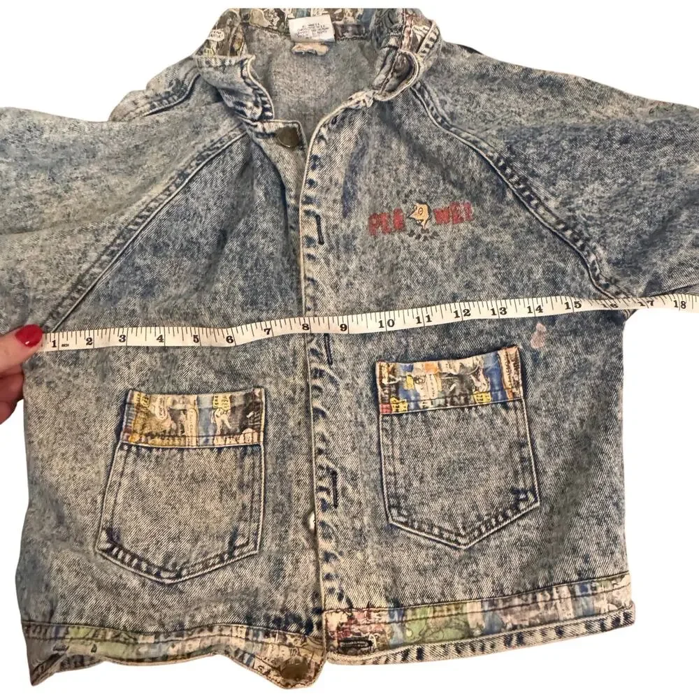 Vintage 1989 Youth Pee Wee Herman Official Brand Denim Jacket w/Back Design
